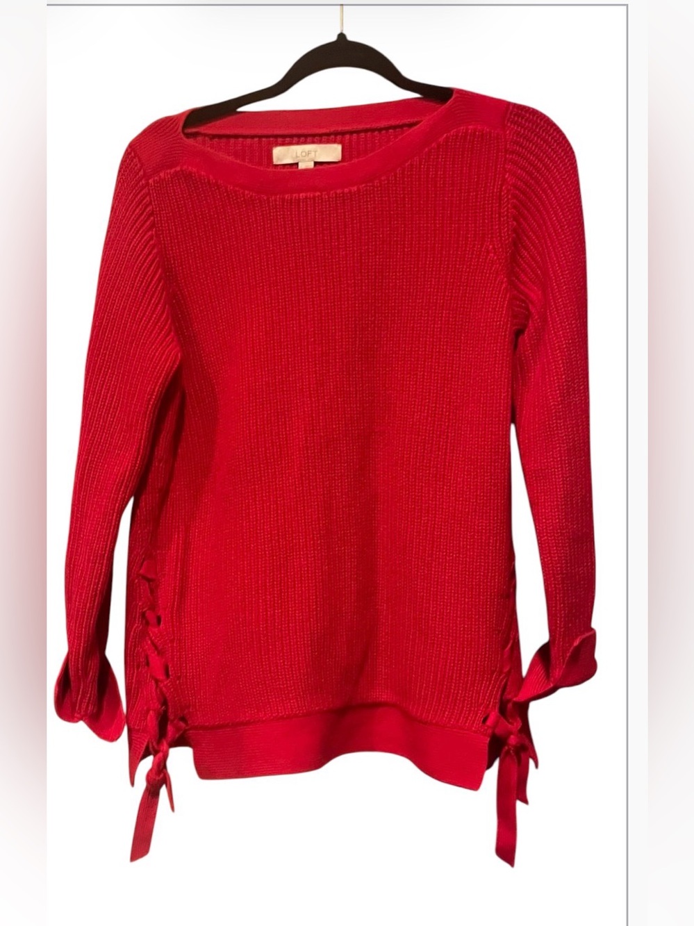LOFT Ladies Red Sweater Large - Picture 8 of 10